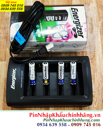 Energizer CHFC _Bộ sạc 4viên pin AA 1.2v -Kèm sẳn 4 Pin sạc Camelion NH-AA2700LBP2 LockBox (AA2700mAh-1.2v)